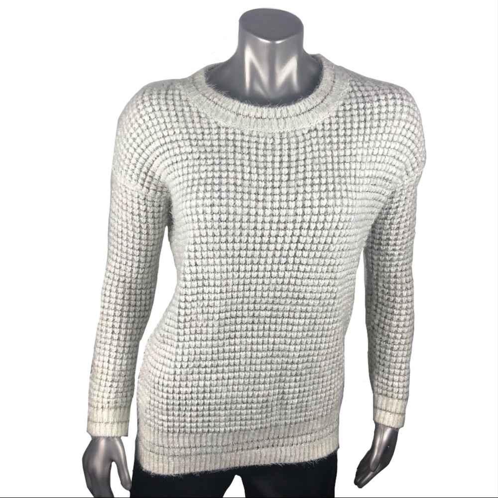 Rachel Roy White and Silver Waffle Knit Sweater